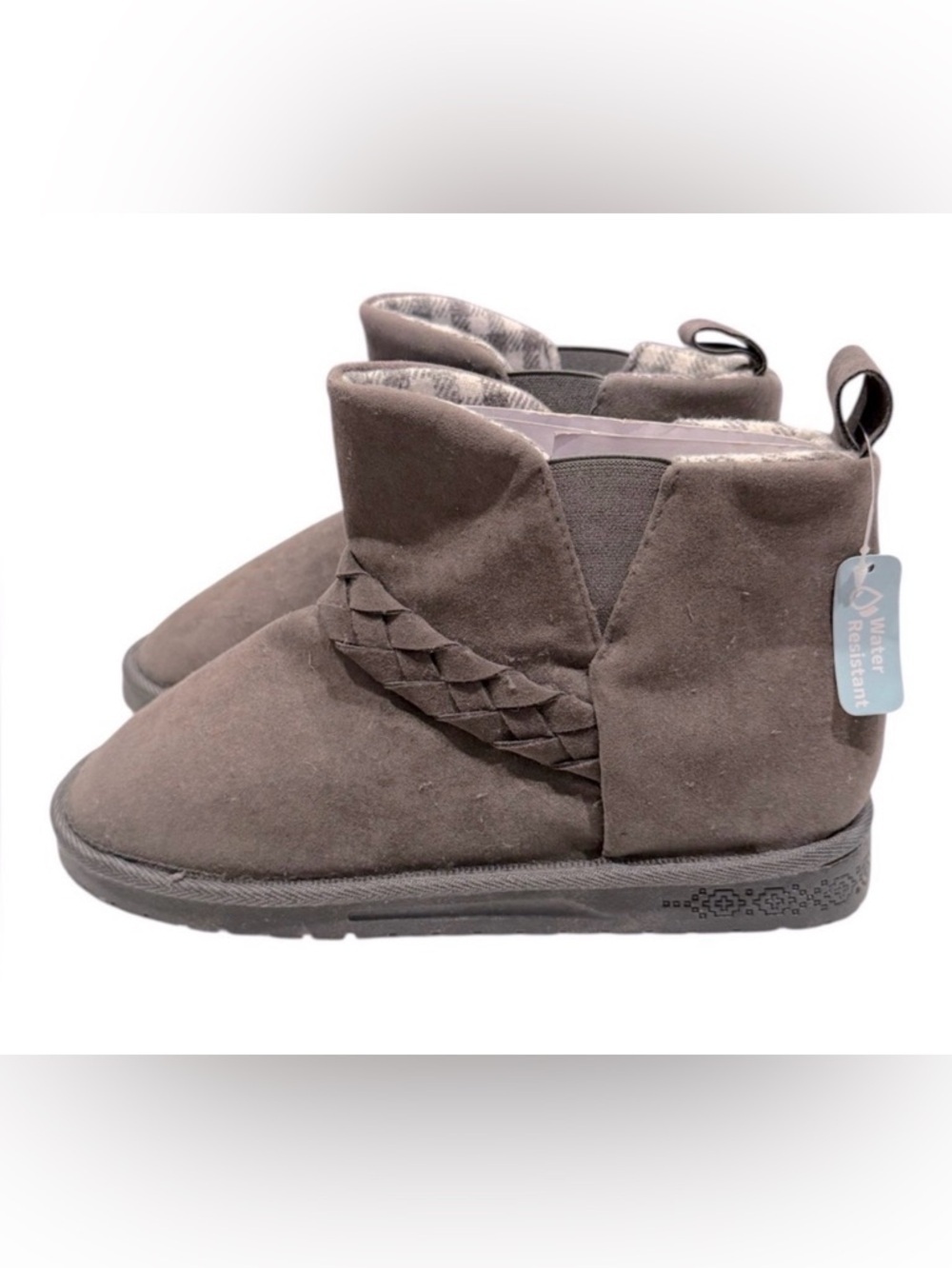 MukLuks Women's Bootie Dark Grey Ankle Harness Comfort Slip On Shoe Size 8 New